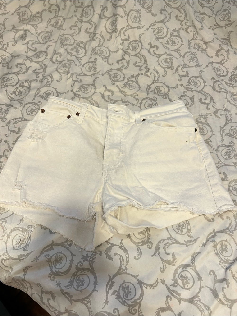 Levi's White Distressed Denim Cutoff Shorts